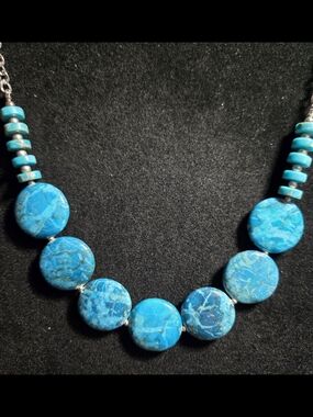 Artisan Cobalt Blue Round Sea Sediment Jasper Necklace